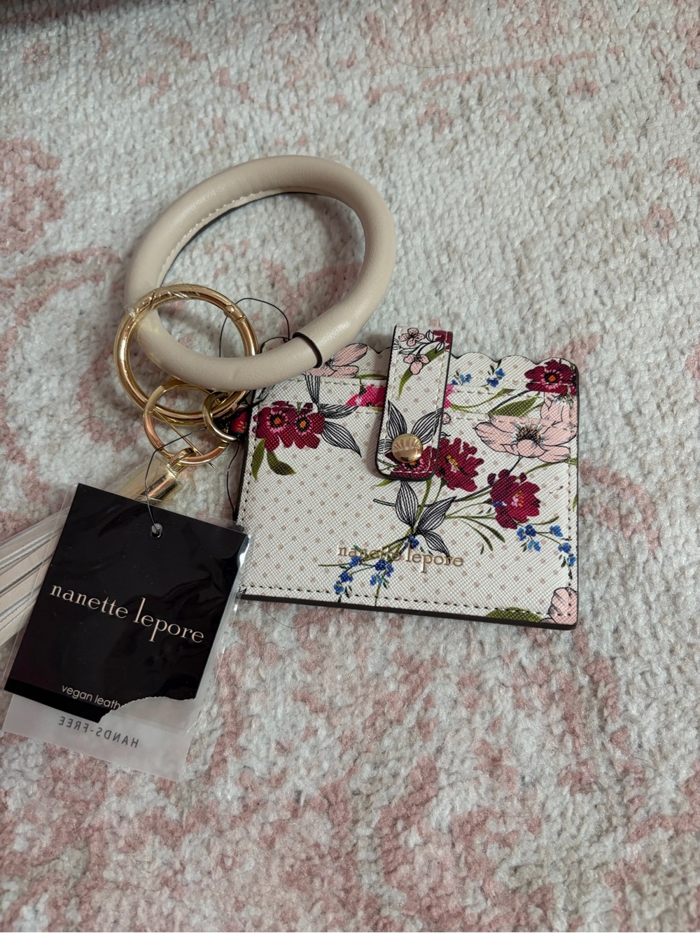 Nanette Lepore Cream Floral Key Ring Card Holder